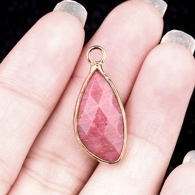 Natural Faceted Teardrop Gold Stone Pendant Charms for Making Jewelry