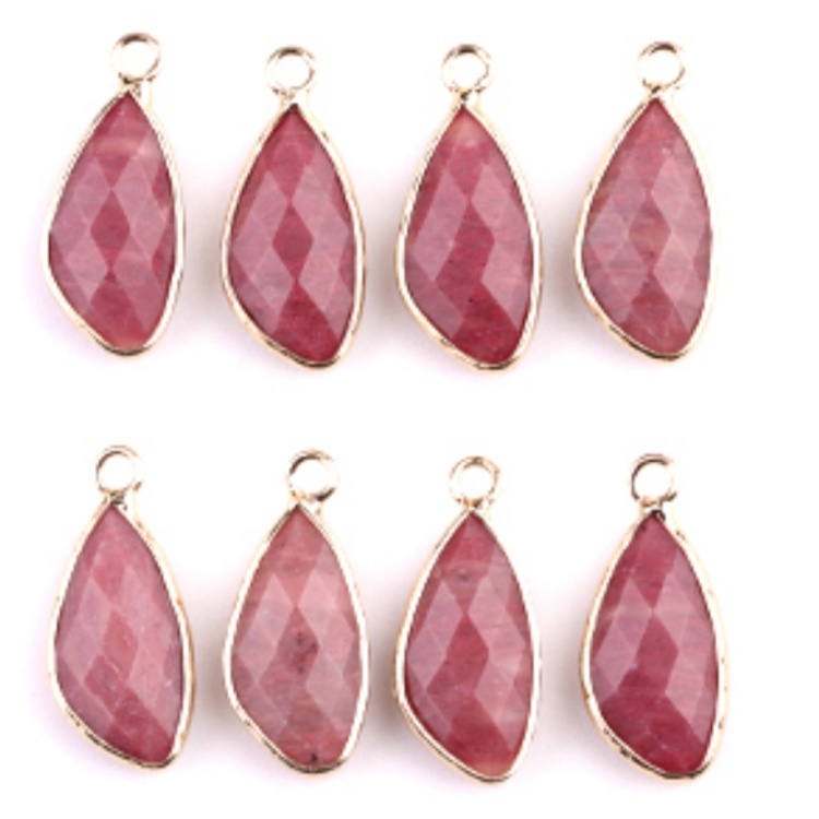 Natural Faceted Teardrop Gold Stone Pendant Charms for Making Jewelry