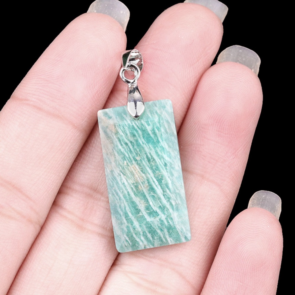 Natural Faceted Rectangle Stone Pendant for Making Jewelry Necklace Earrings