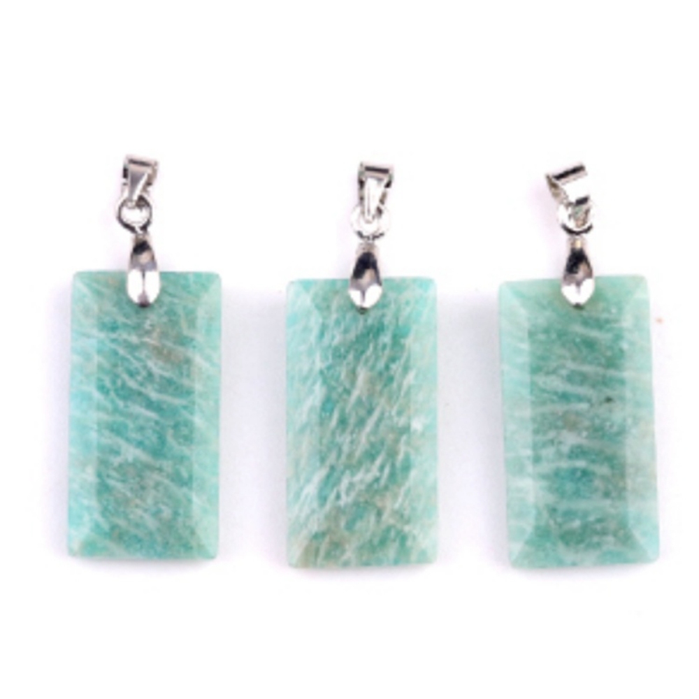 Natural Faceted Rectangle Stone Pendant for Making Jewelry Necklace Earrings