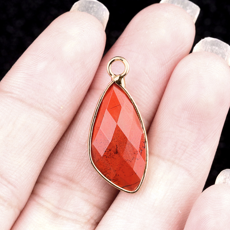 Natural Faceted Teardrop Gold Stone Pendant Charms for Making Jewelry
