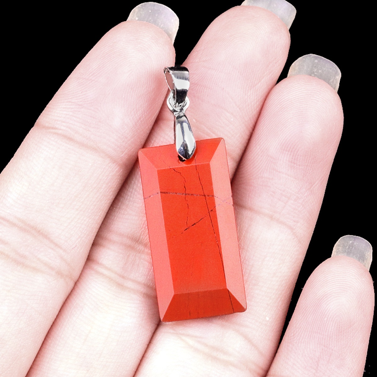 Natural Faceted Rectangle Stone Pendant for Making Jewelry Necklace Earrings