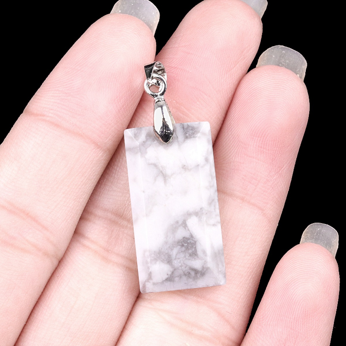 Natural Faceted Rectangle Stone Pendant for Making Jewelry Necklace Earrings