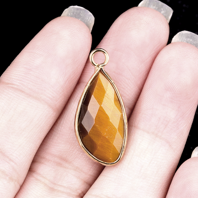 Natural Faceted Teardrop Gold Stone Pendant Charms for Making Jewelry