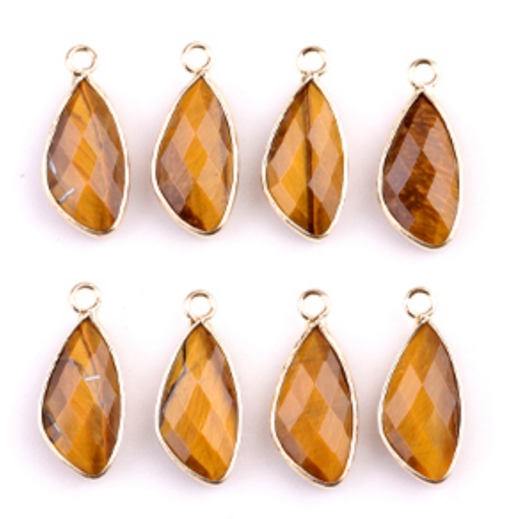 Natural Faceted Teardrop Gold Stone Pendant Charms for Making Jewelry