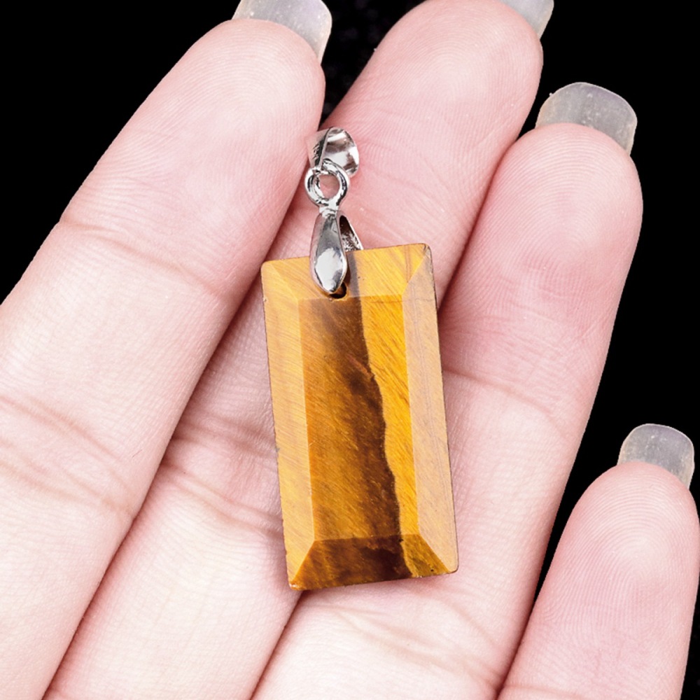 Natural Faceted Rectangle Stone Pendant for Making Jewelry Necklace Earrings
