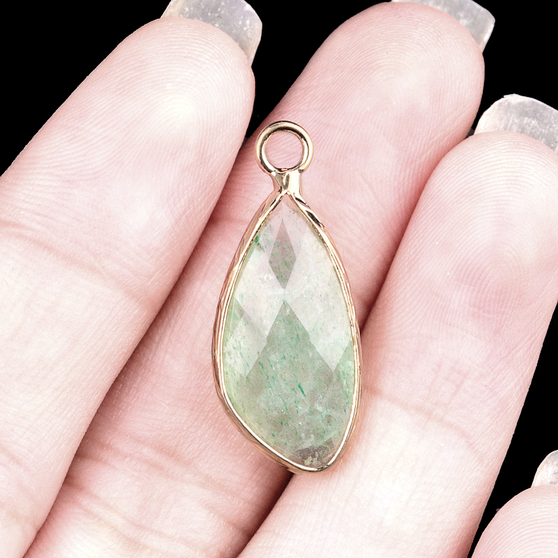 Natural Faceted Teardrop Gold Stone Pendant Charms for Making Jewelry