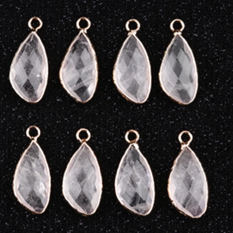 Natural Faceted Teardrop Gold Stone Pendant Charms for Making Jewelry