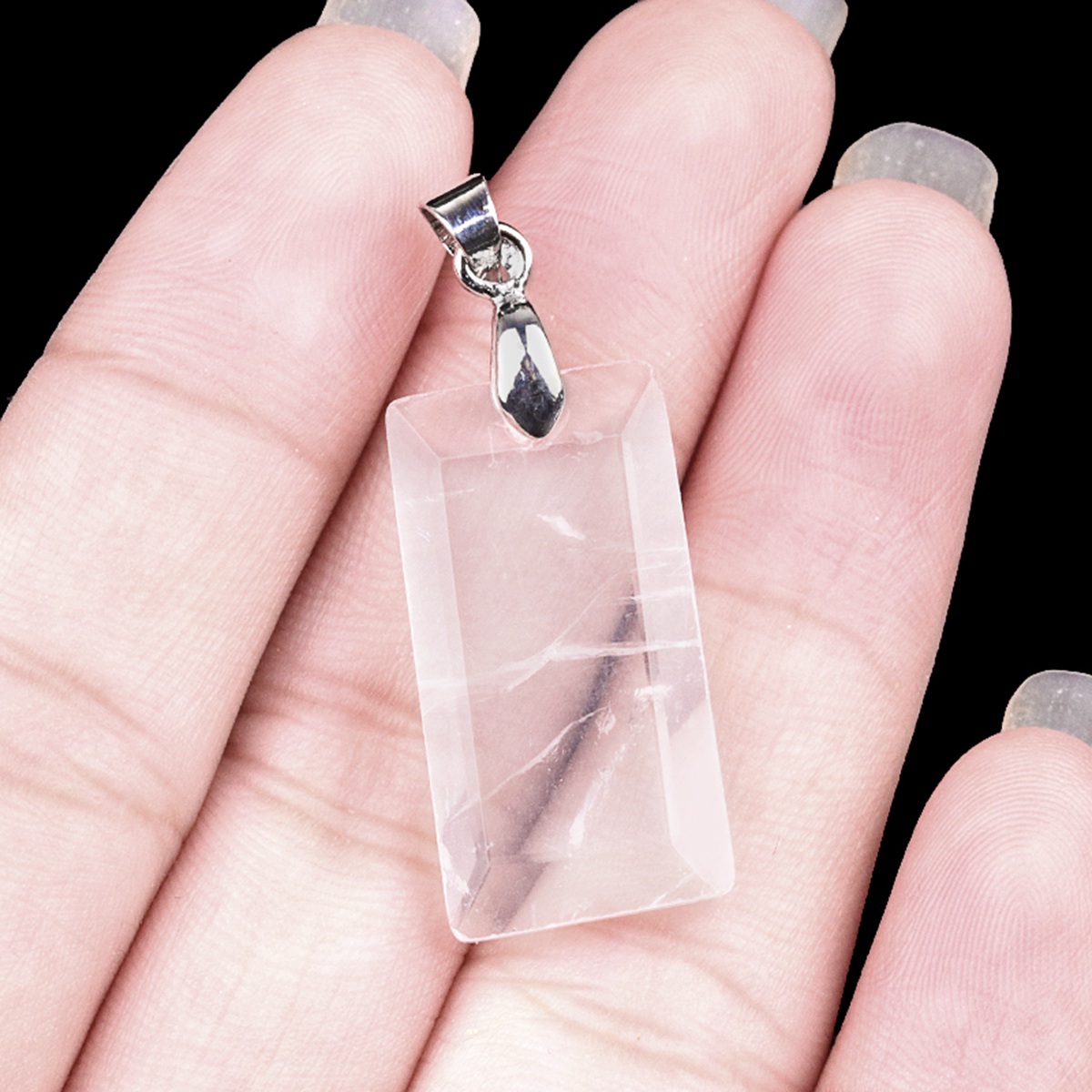 Natural Faceted Rectangle Stone Pendant for Making Jewelry Necklace Earrings