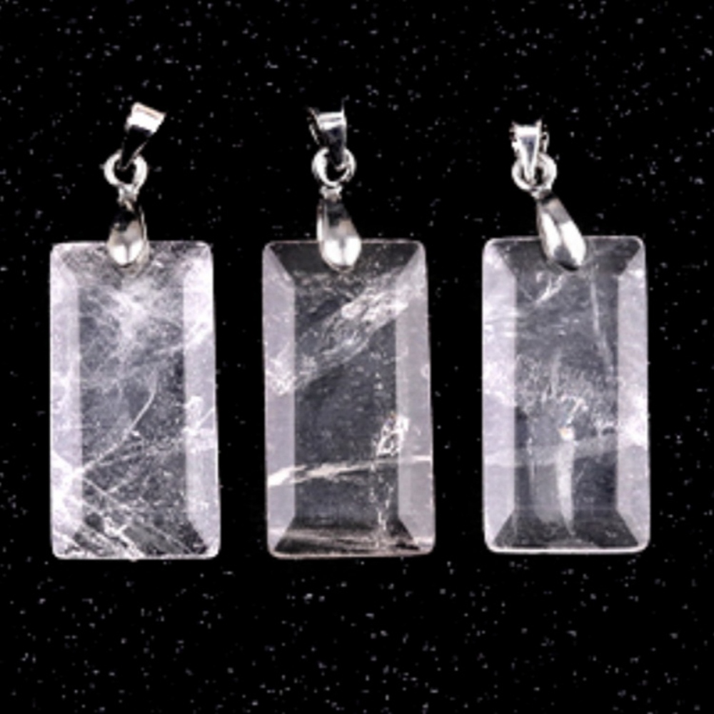 Natural Faceted Rectangle Stone Pendant for Making Jewelry Necklace Earrings