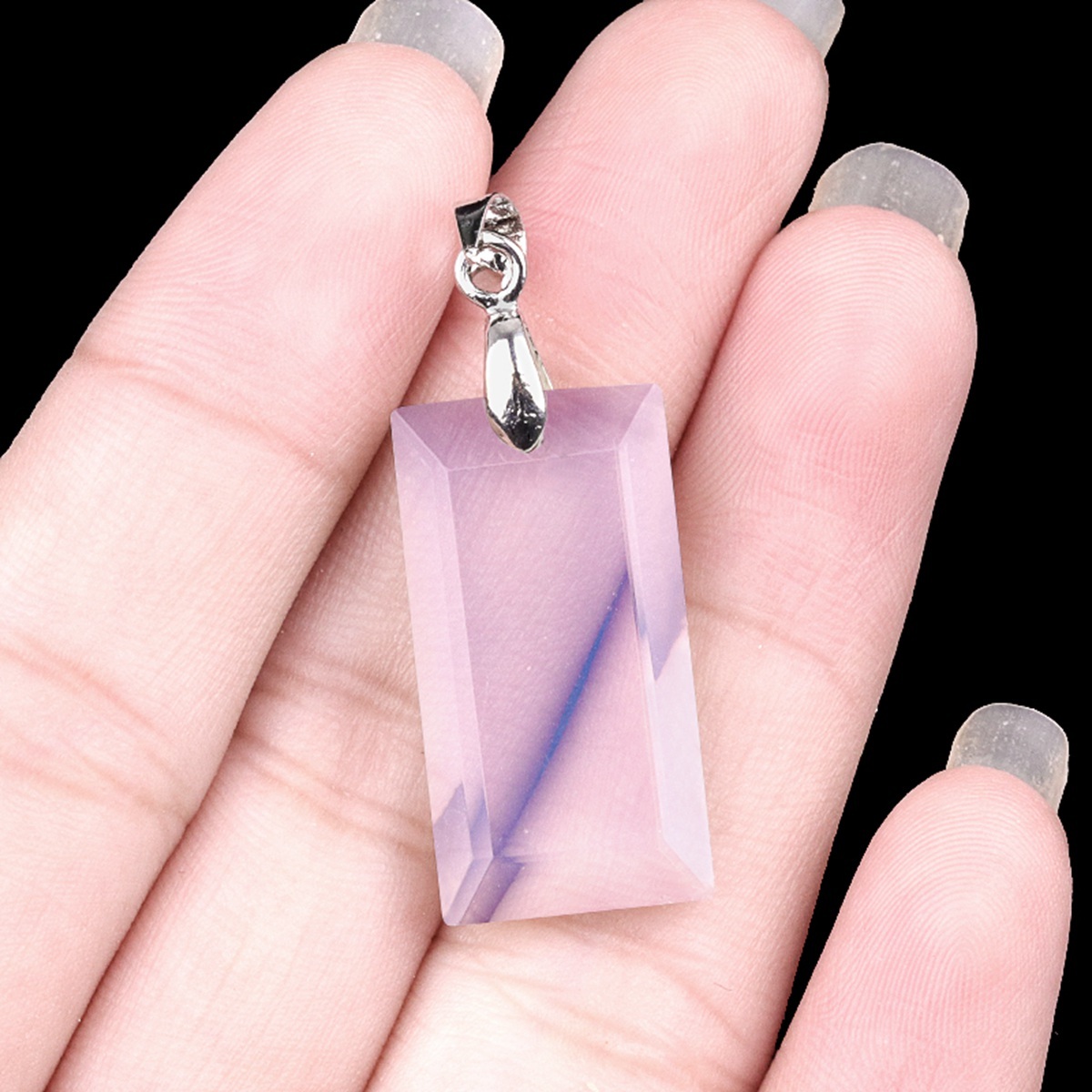 Natural Faceted Rectangle Stone Pendant for Making Jewelry Necklace Earrings