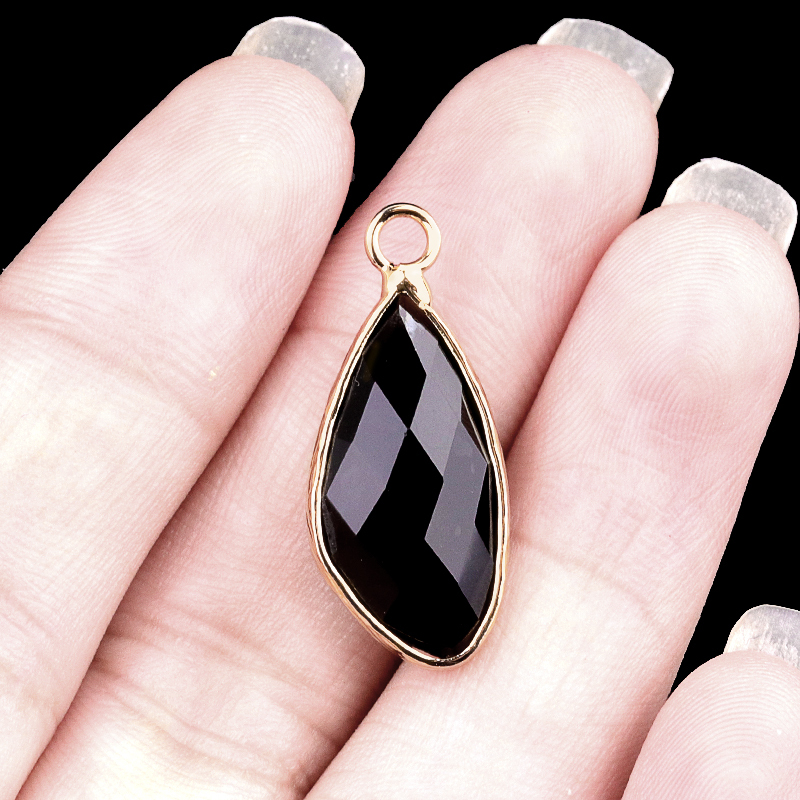 Natural Faceted Teardrop Gold Stone Pendant Charms for Making Jewelry