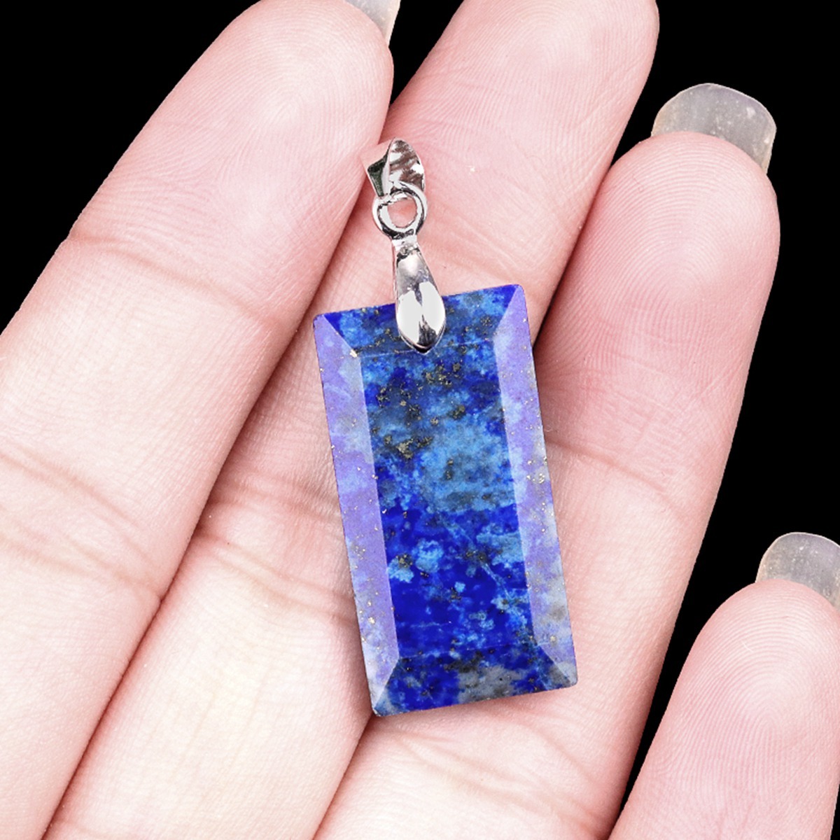 Natural Faceted Rectangle Stone Pendant for Making Jewelry Necklace Earrings