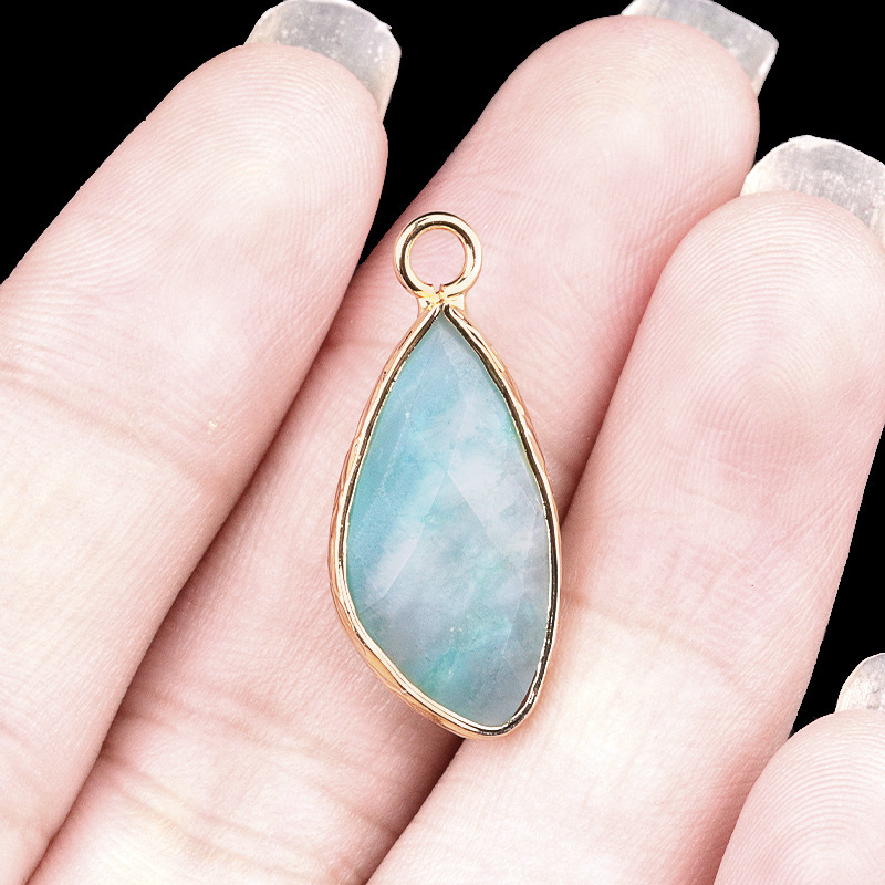 Natural Faceted Teardrop Gold Stone Pendant Charms for Making Jewelry