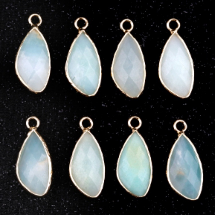 Natural Faceted Teardrop Gold Stone Pendant Charms for Making Jewelry