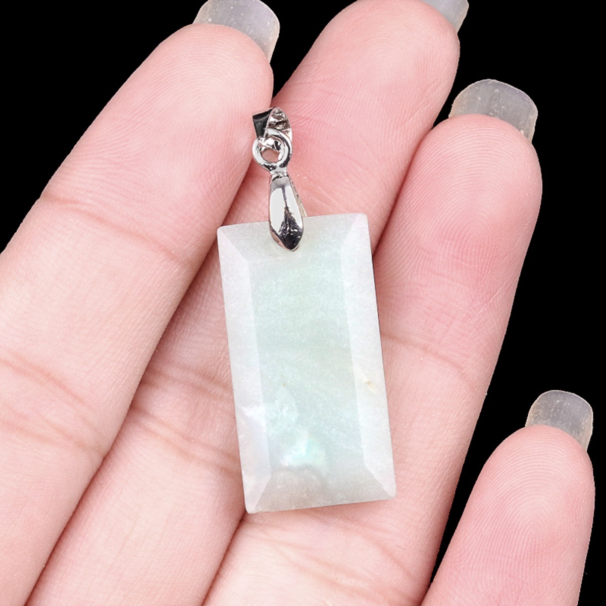 Natural Faceted Rectangle Stone Pendant for Making Jewelry Necklace Earrings