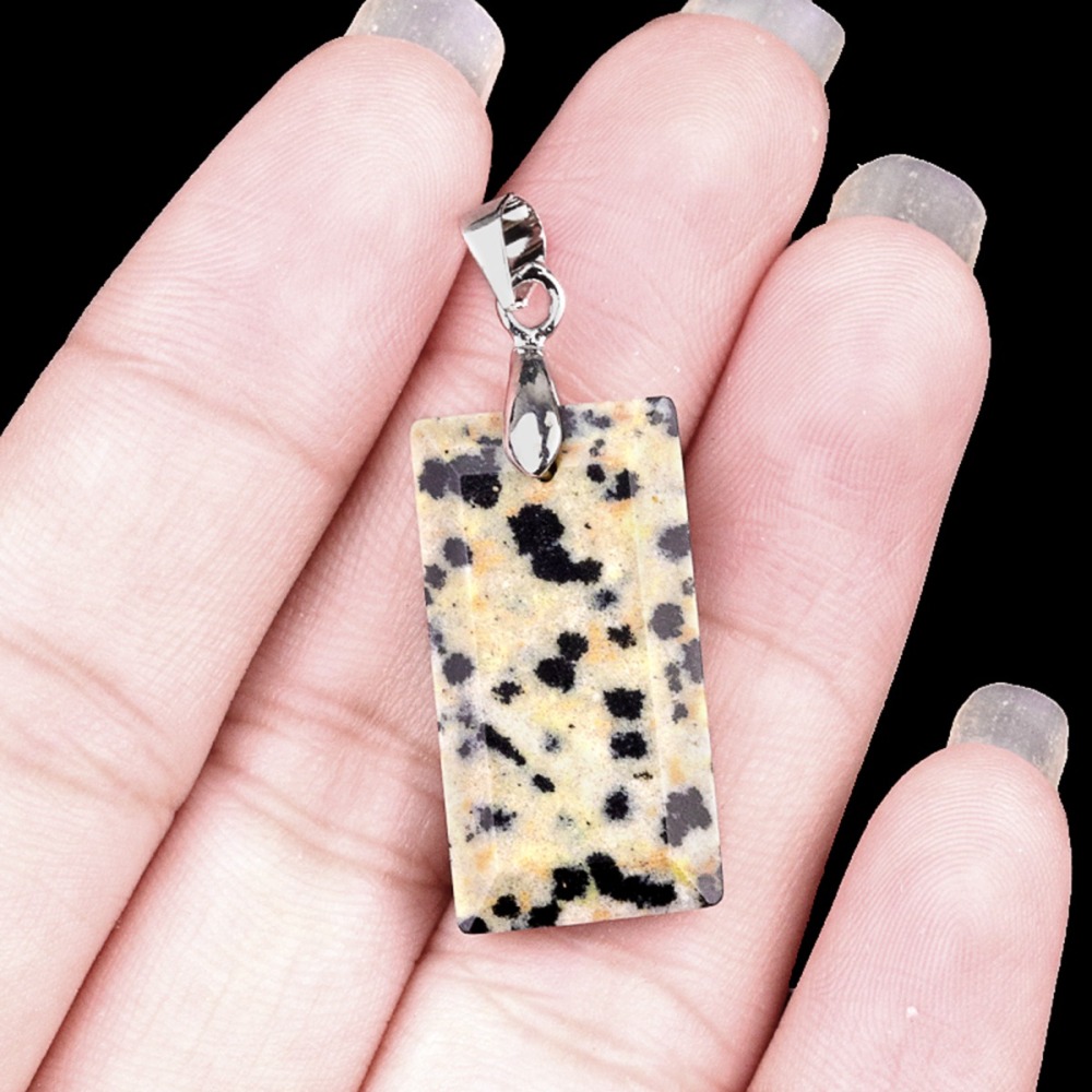 Natural Faceted Rectangle Stone Pendant for Making Jewelry Necklace Earrings