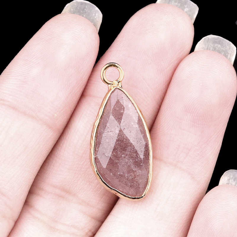 Natural Faceted Teardrop Gold Stone Pendant Charms for Making Jewelry
