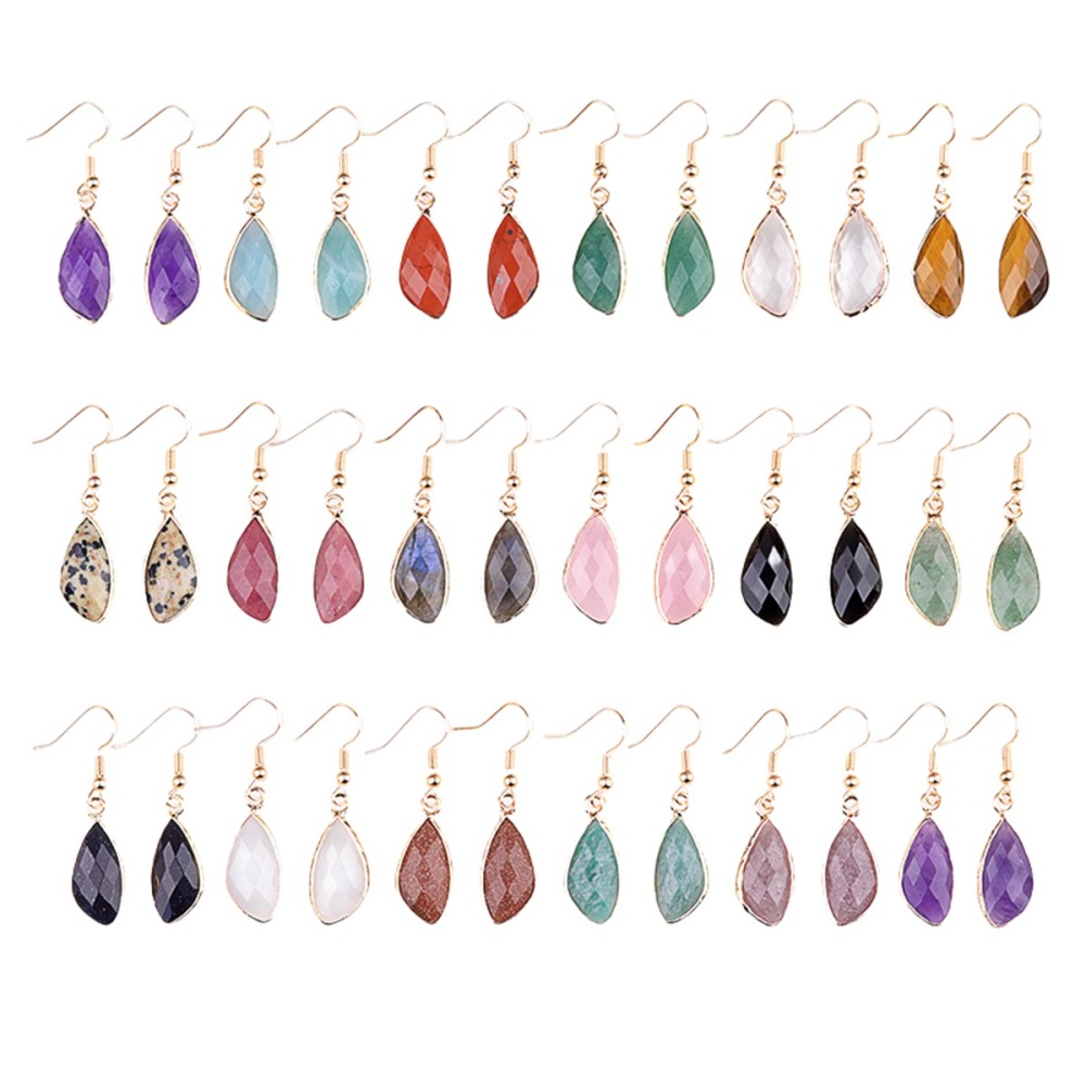 Natural Faceted Teardrop Gold Stone Pendant Charms for Making Jewelry