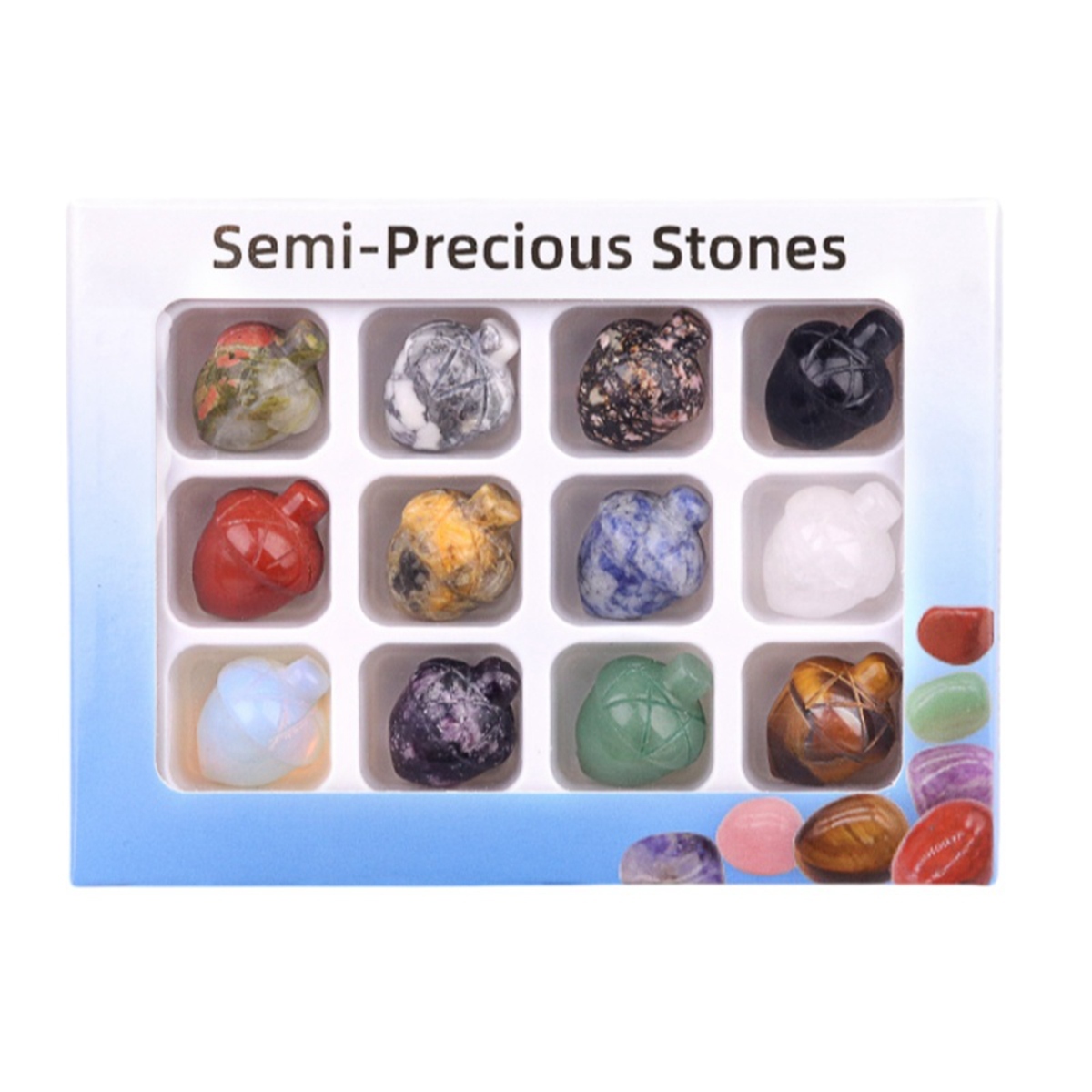 12PCS Naturales  Mini Gemstone Pine Cone for Decoration Pinecone Statue Healing Statue Decorative Plantas Crystal Fruit
