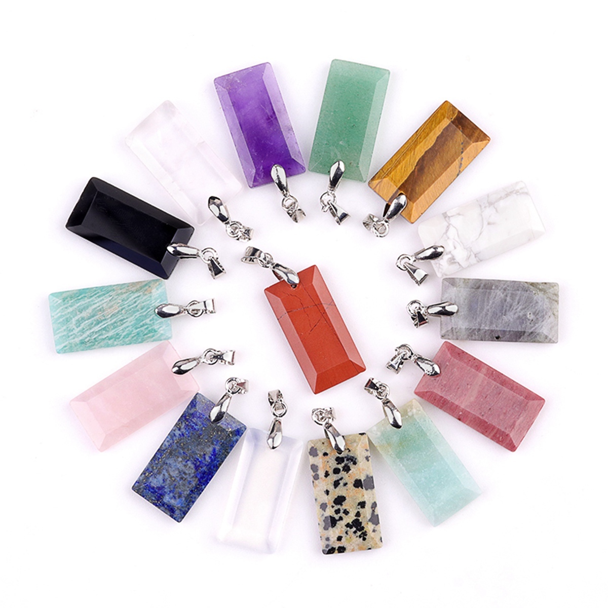 Natural Faceted Rectangle Stone Pendant for Making Jewelry Necklace Earrings