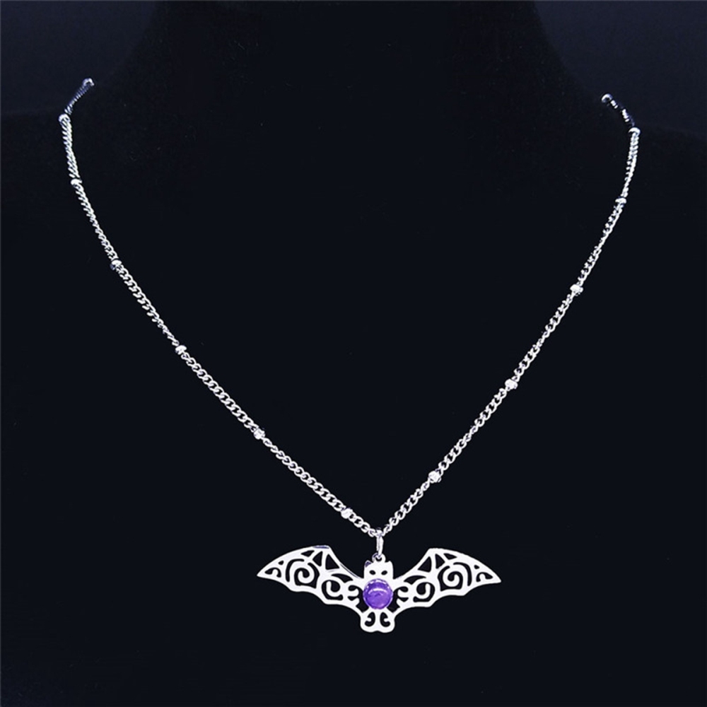 Natural Gemstone Cabochons Stainless Steel Triple Goddess Moon Symbol Pendant Necklace with 50CM Chain