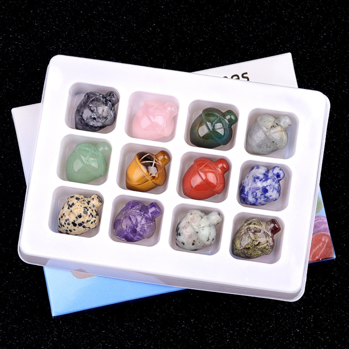 12PCS Naturales  Mini Gemstone Pine Cone for Decoration Pinecone Statue Healing Statue Decorative Plantas Crystal Fruit