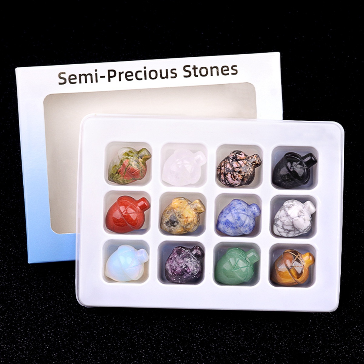 12PCS Naturales  Mini Gemstone Pine Cone for Decoration Pinecone Statue Healing Statue Decorative Plantas Crystal Fruit