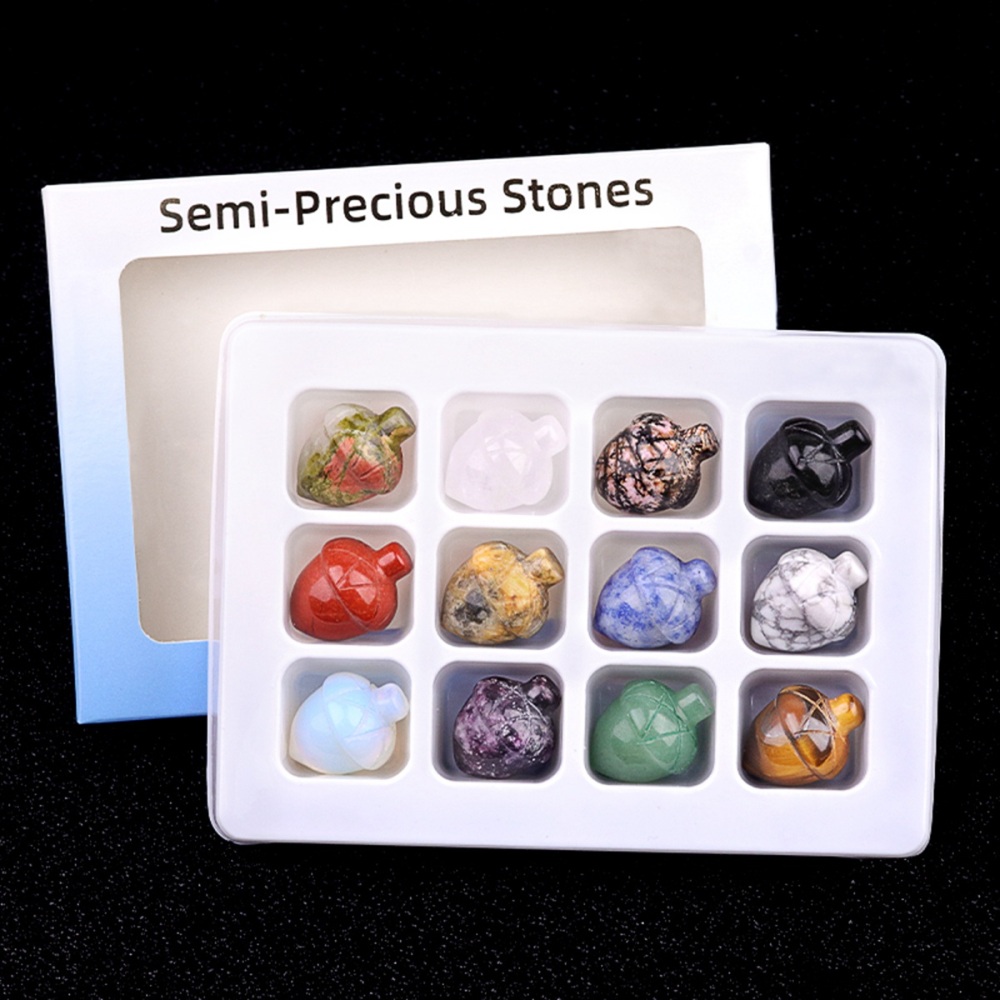 12PCS Naturales  Mini Gemstone Pine Cone for Decoration Pinecone Statue Healing Statue Decorative Plantas Crystal Fruit