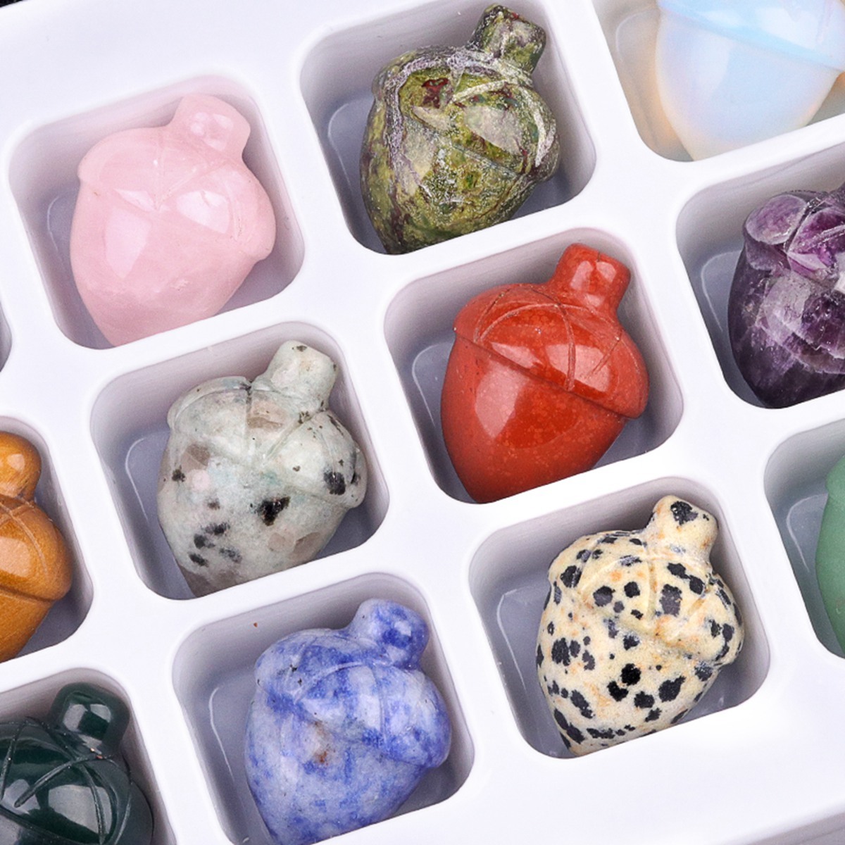 12PCS Naturales  Mini Gemstone Pine Cone for Decoration Pinecone Statue Healing Statue Decorative Plantas Crystal Fruit