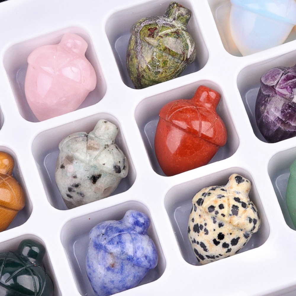 12PCS Naturales  Mini Gemstone Pine Cone for Decoration Pinecone Statue Healing Statue Decorative Plantas Crystal Fruit