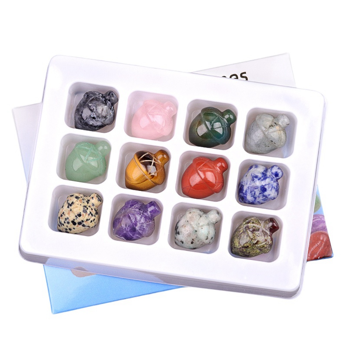 12PCS Naturales  Mini Gemstone Pine Cone for Decoration Pinecone Statue Healing Statue Decorative Plantas Crystal Fruit