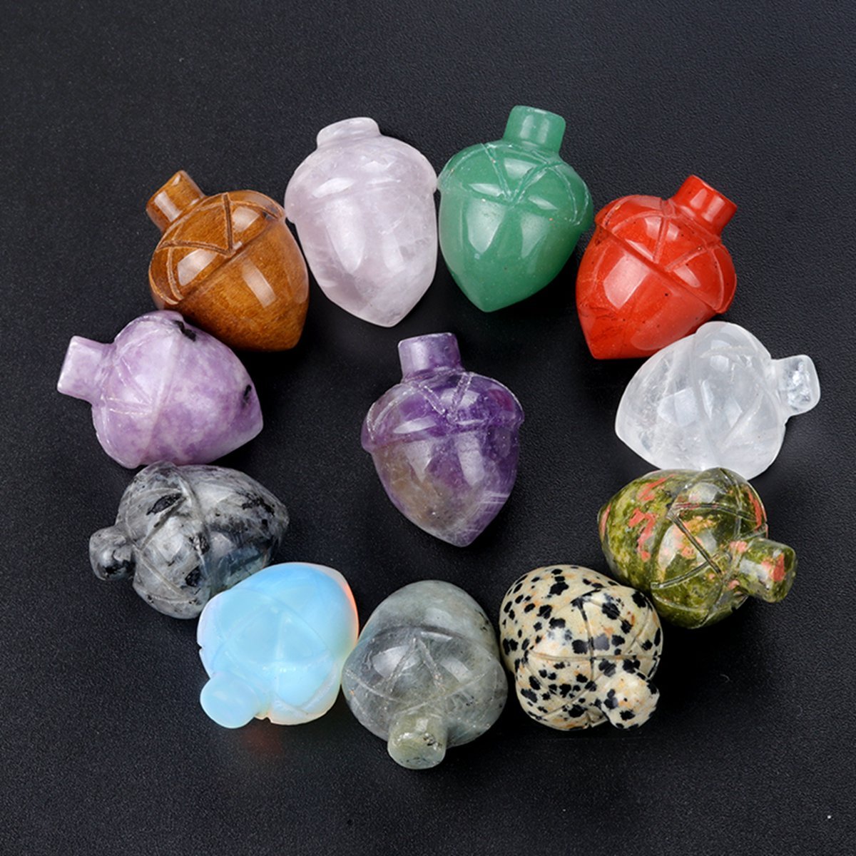 12PCS Naturales  Mini Gemstone Pine Cone for Decoration Pinecone Statue Healing Statue Decorative Plantas Crystal Fruit
