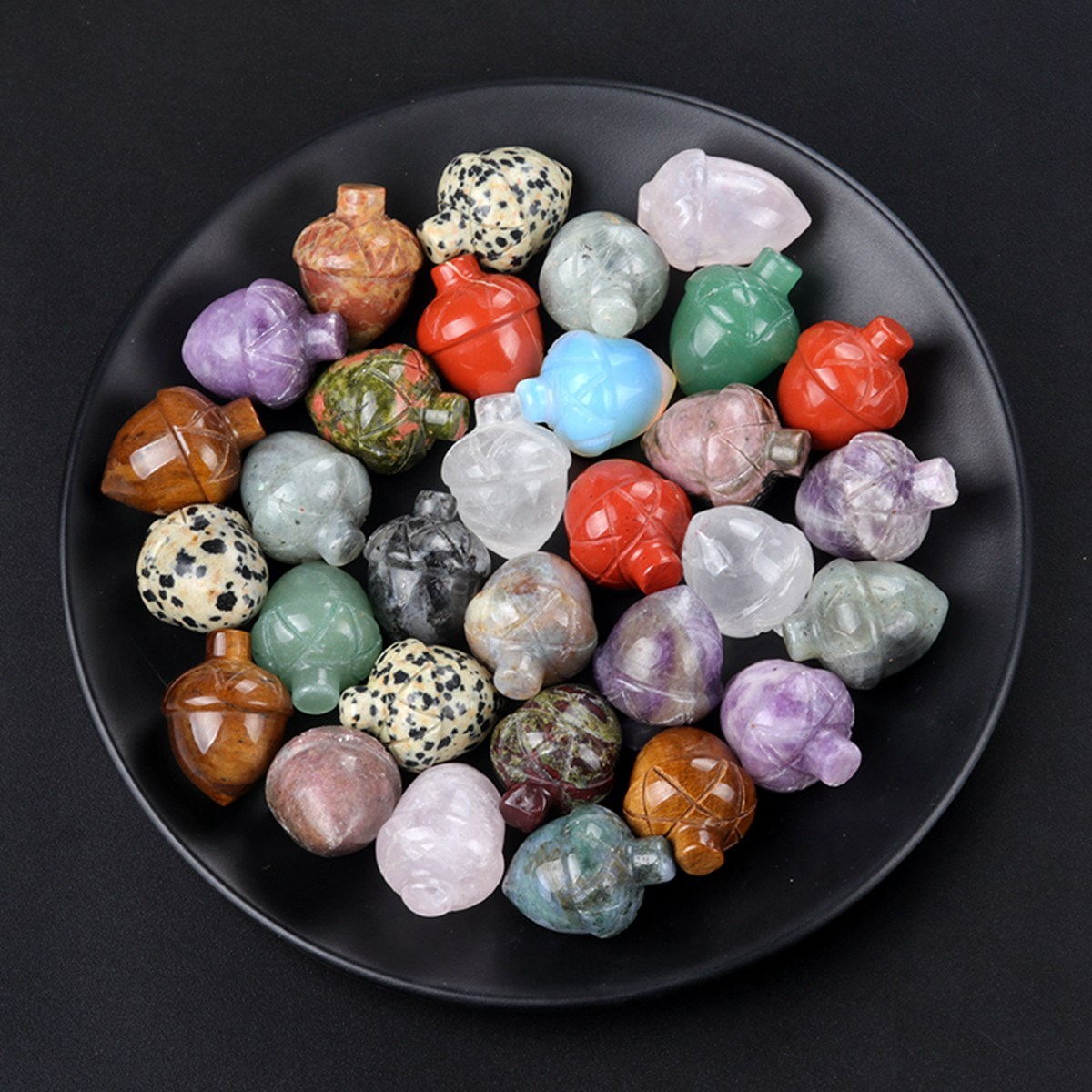 12PCS Naturales  Mini Gemstone Pine Cone for Decoration Pinecone Statue Healing Statue Decorative Plantas Crystal Fruit