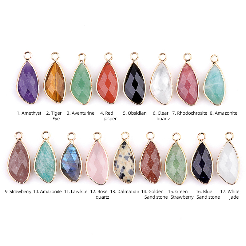 Natural Faceted Teardrop Gold Stone Pendant Charms for Making Jewelry