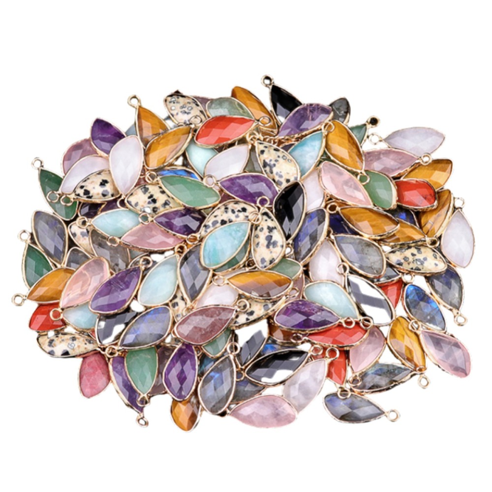 Natural Faceted Teardrop Gold Stone Pendant Charms for Making Jewelry
