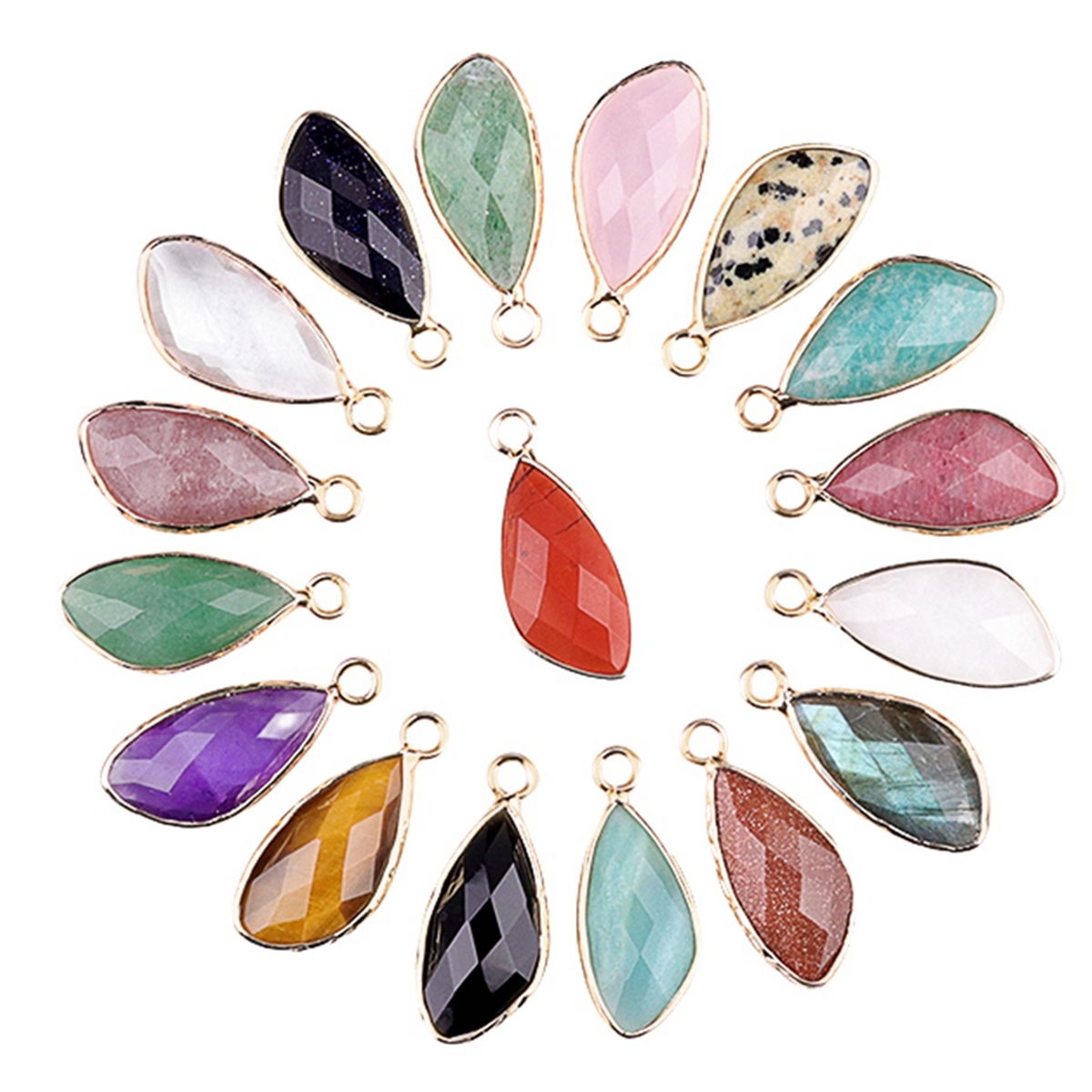 Natural Faceted Teardrop Gold Stone Pendant Charms for Making Jewelry