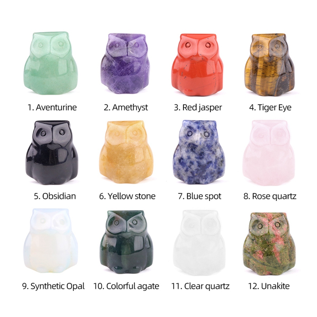 Handmade Craved 1.0Inch Gemstone Owl for Home & Office Decoration