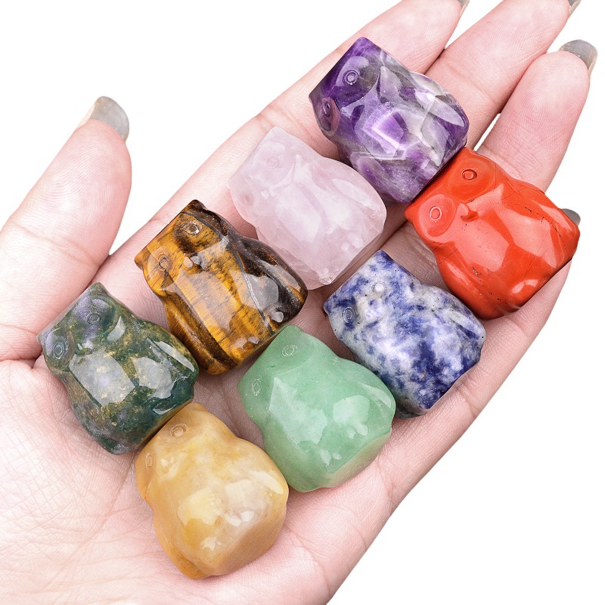 Handmade Craved 1.0Inch Gemstone Owl for Home & Office Decoration