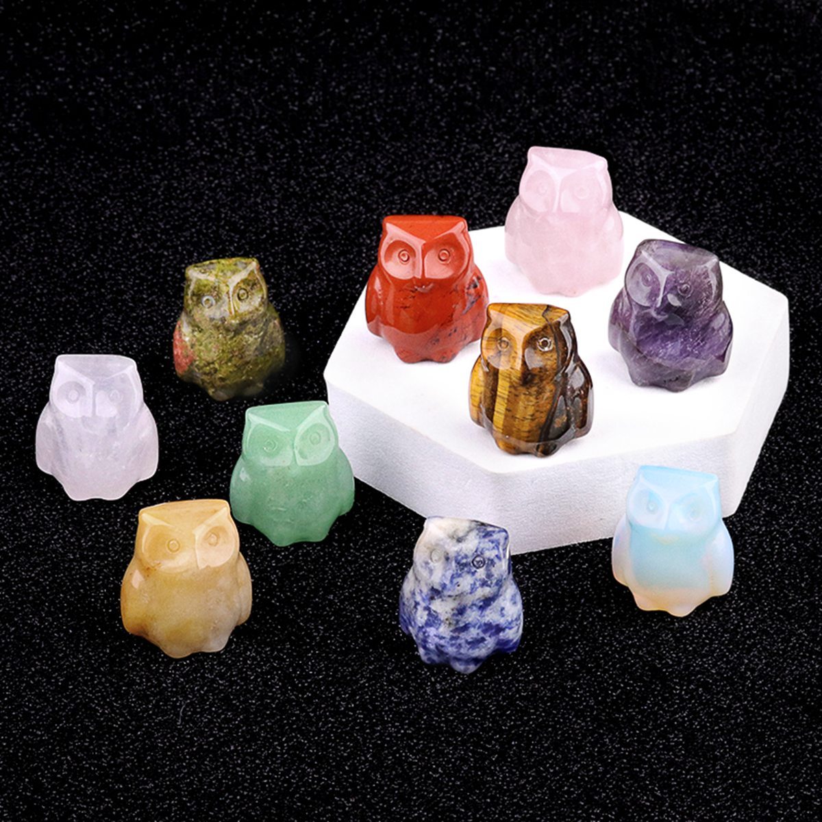 Handmade Craved 1.0Inch Gemstone Owl for Home & Office Decoration