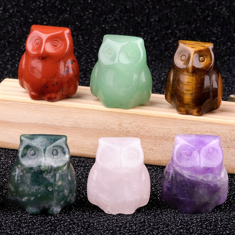 Handmade Craved 1.0Inch Gemstone Owl for Home & Office Decoration
