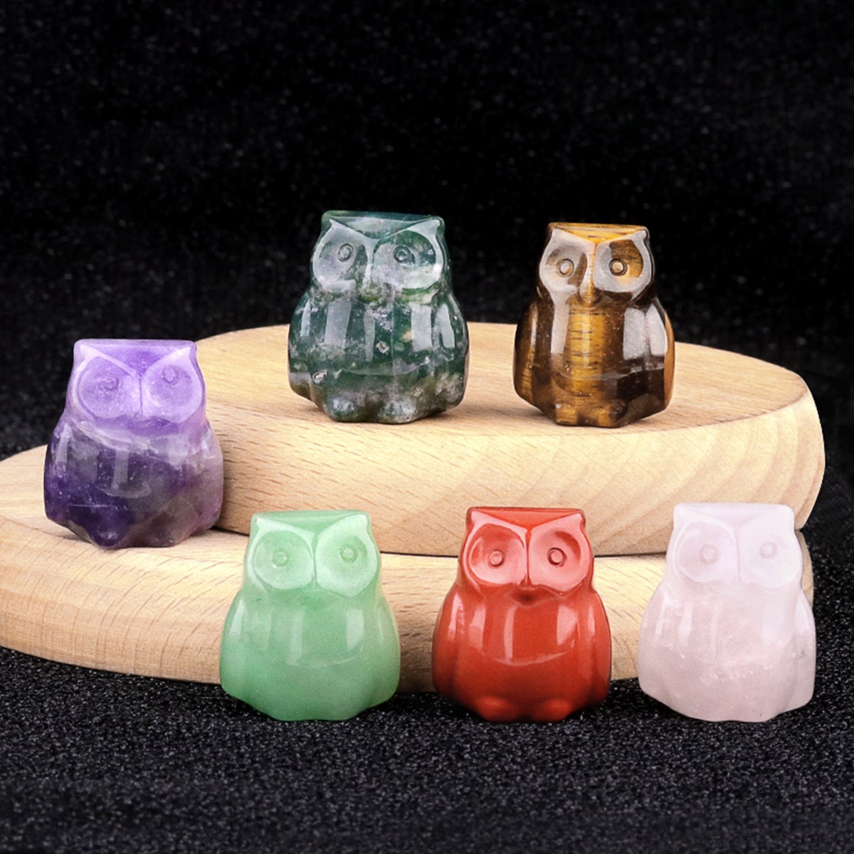 Handmade Craved 1.0Inch Gemstone Owl for Home & Office Decoration