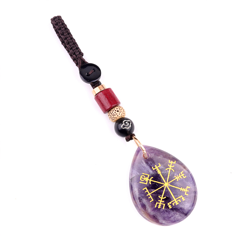 Gold Directional Sign Teardrop Gemstone Pendant keychain Accessories