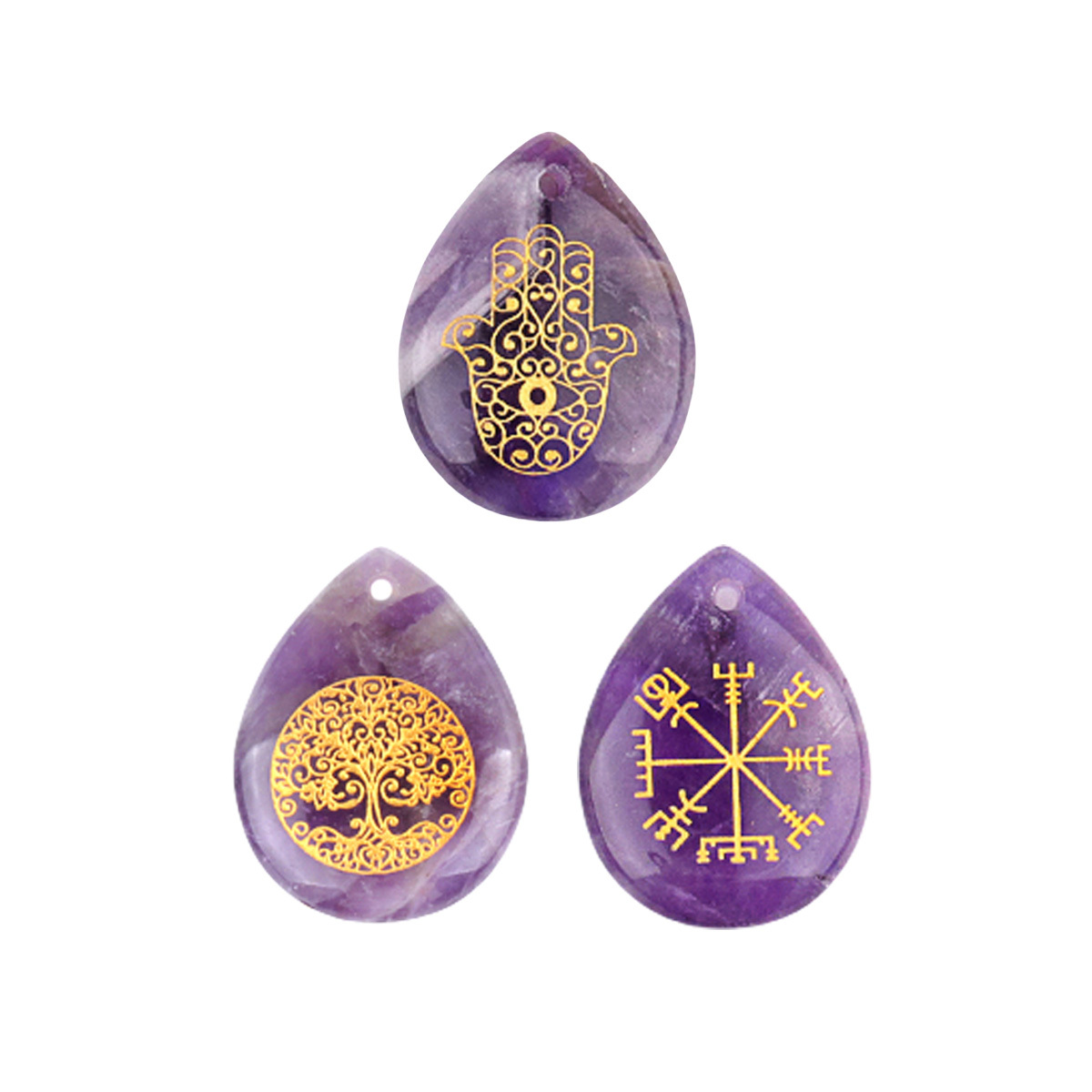 Gold Life of Tree Teardrop Gemstone Pendant for Making Jewelry