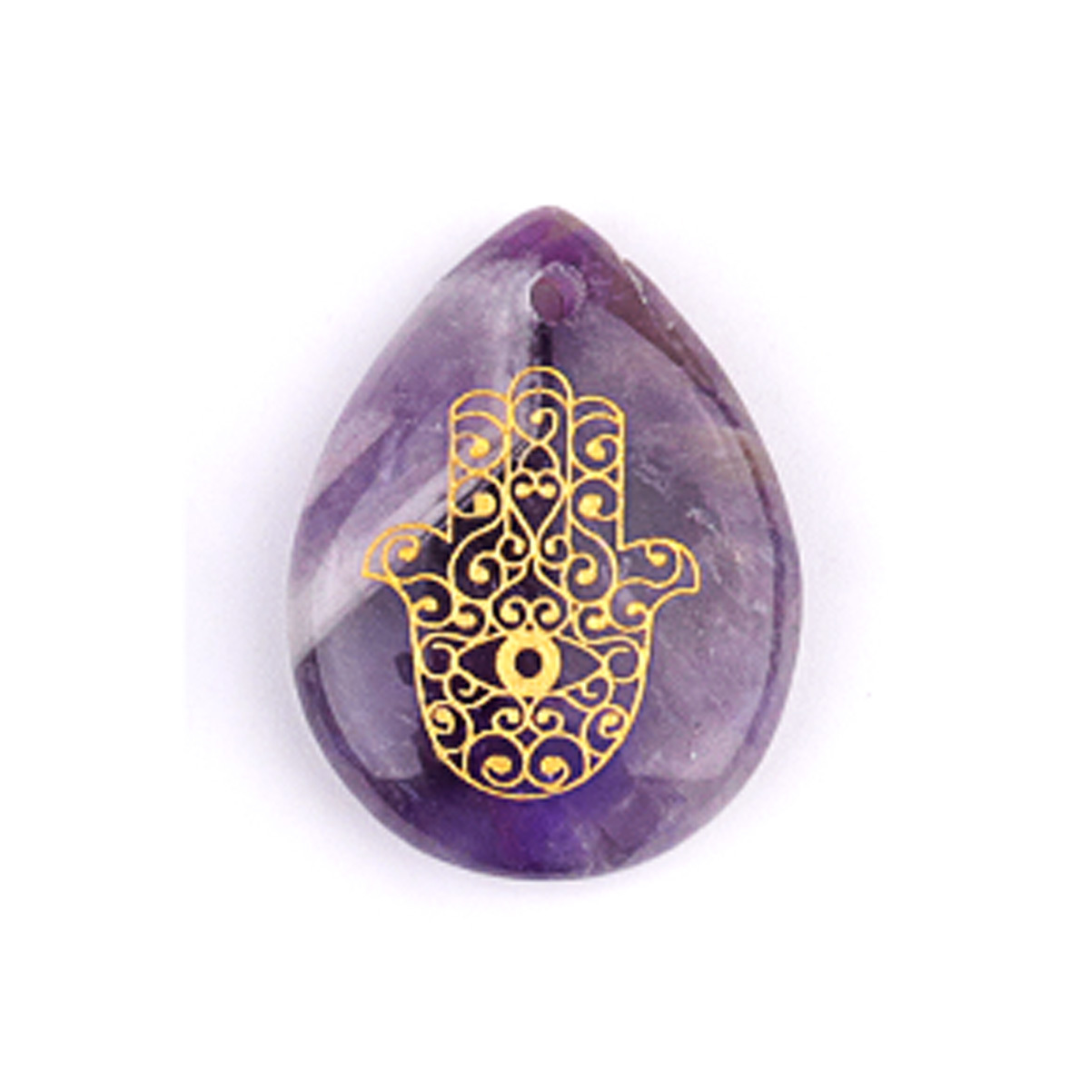 Gold Fatima Hand Teardrop Gemstone Pendant for Making Jewelry