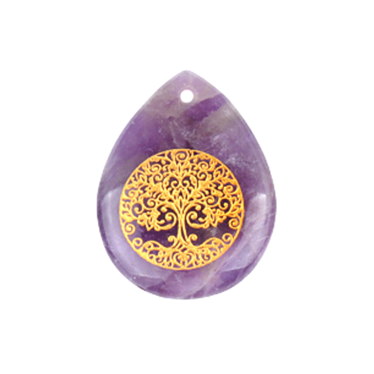 Gold Life of Tree Teardrop Gemstone Pendant for Making Jewelry