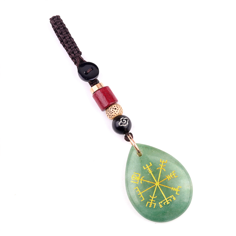Gold Directional Sign Teardrop Gemstone Pendant keychain Accessories