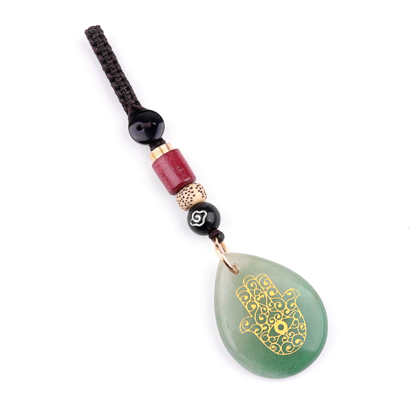 Gold Fatima Hand Teardrop Gemstone Pendant keychain Accessories
