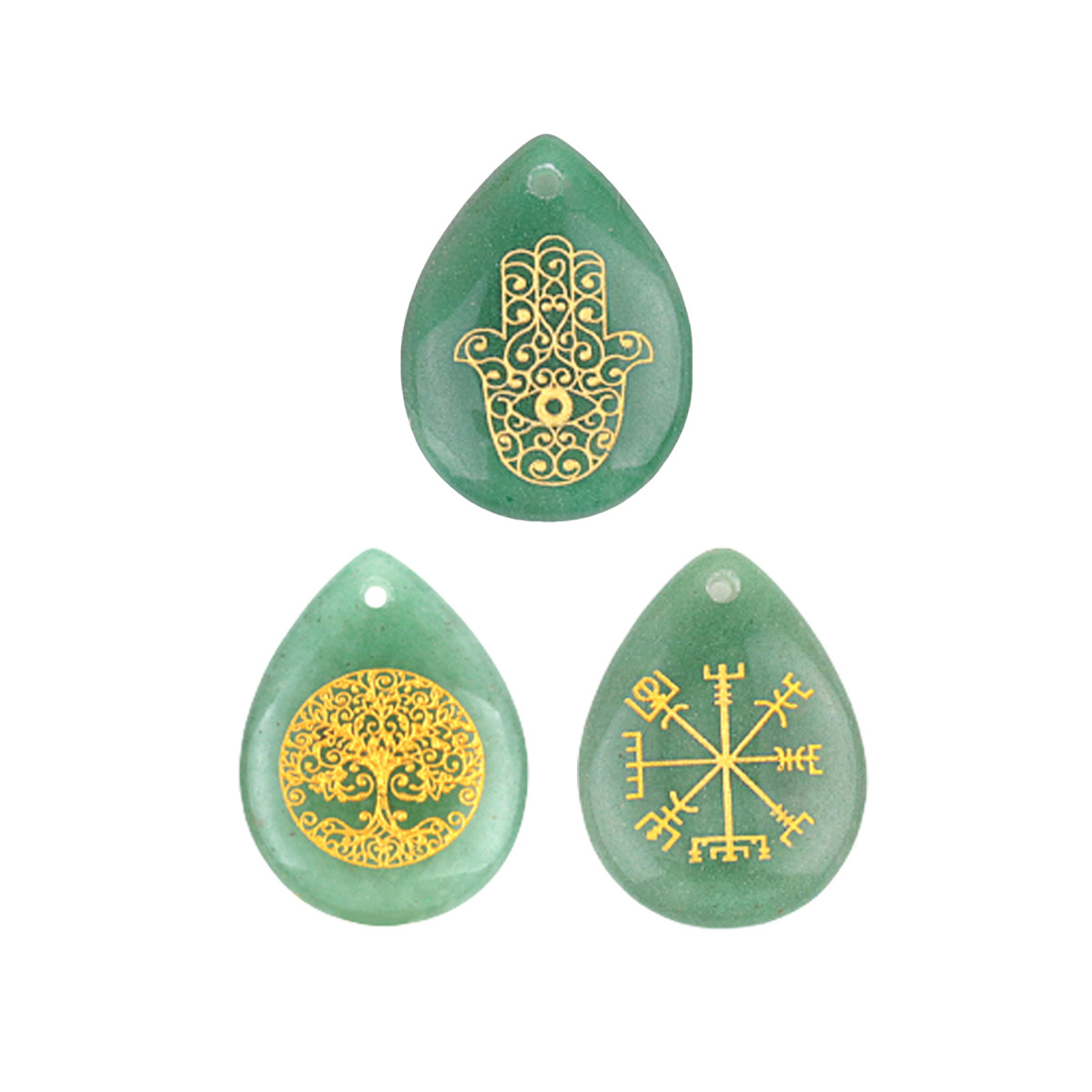 Gold Life of Tree Teardrop Gemstone Pendant for Making Jewelry