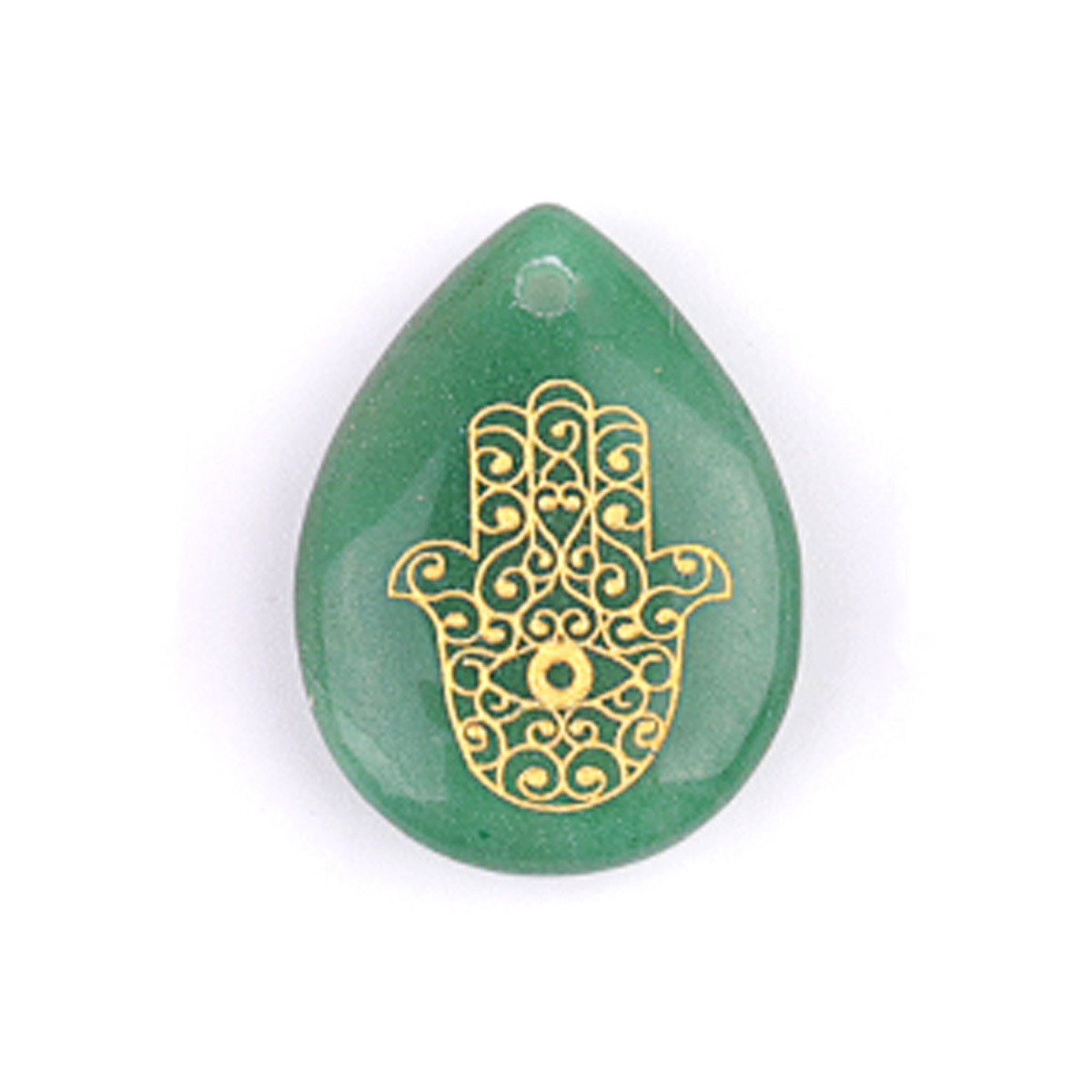 Gold Fatima Hand Teardrop Gemstone Pendant for Making Jewelry